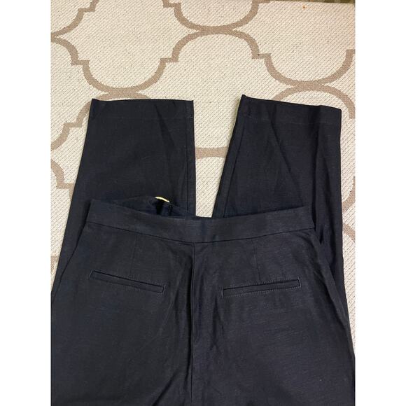 Ann Taylor The Petite Belted Ankle Linen Blend Black Pants, Size 4P - Picture 4 of 15